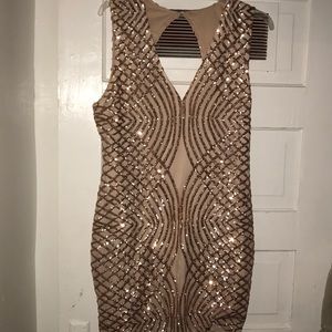 sequin rose gold short dress